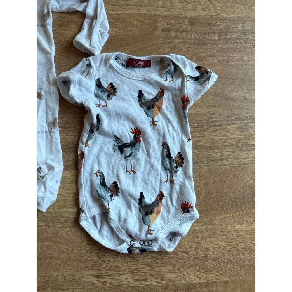 MILKBARN chickens hens farm baby onesie and sleeper set
